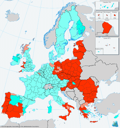 94 2. Γεωγραφική επιλεξιμότητα ανά στόχο στην Ευρώπη Περιφέρειες Σύγκλισης Περιφέρειες