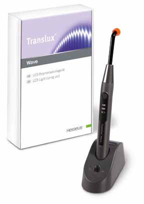 ΥΛΙΚΑ ΕΜΦΡΑΞΕΩΝ / ΡΗΤΙΝΕΣ TRANSLUX WAVE TRANSLUX WAVE ΠΟΛΥΜΕΡΙΣΤΕ ΑΠΟΤΕΛΕΣΜΑΤΙΚΑ ΚΑΙ ΜΕ ΑΣΦΑΛΕΙΑ Το Translux Wave είναι συσκευή LED για τον πολυμερισμό οδοντιατρικών υλικών όπως συγκολλητικοί