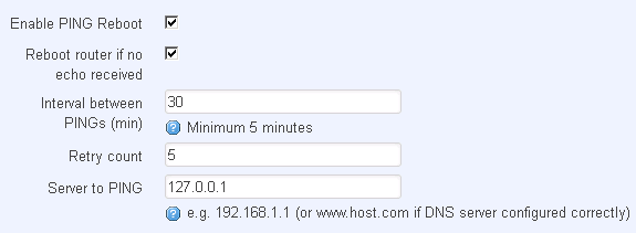 Υπηρεσίες PING Reboot H λειτουργία PING Reboot θα στέλνει περιοδικά την εντολή PING στον server και περιμένει να λάβει την ανταπόκριση.