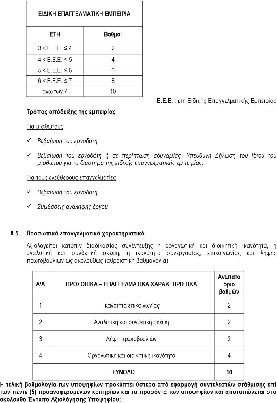 Συµβάσεις ανάληψης έργου. 8.5.