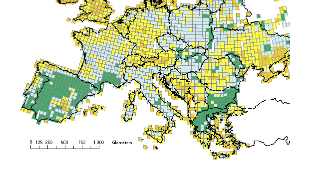 Συγκεντρωτική κατανοµή 102 ειδών προτεραιότητας της ορνιθοπανίδας που ζουν σε