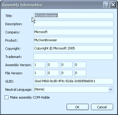 130 Visual Basic 2005 Express Edition: ηµιουργήστε ένα πρόγραµµα ΤΩΡΑ! ❸ \bin\debug ή \bin\release θα διαπιστώσετε τι η εφαρμογή σας, το αρχείο MyOwn- Browser.