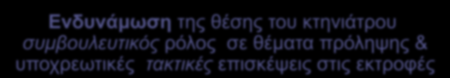 4. Βειηίσζε ηεο πξόιεςεο & ηνπ ειέγρνπ ησλ ινηκώμεσλ ζηα δώα Μέηξα πγηεηλήο & βηναζθάιεηαο Βειηίσζε ησλ ζπζηεκάησλ εθηξνθήο Δκβνιηαζκνί Υξήζε πξντόλησλ πνπ απνδεδεηγκέλα είλαη