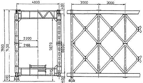 mosty priehradové, ktorých hlavnú konštrukciu tvorí prútová sústava telies (pásy, diagonály, styčníky atď.), obr. 4.