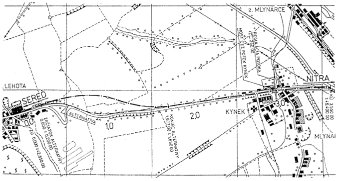 Os cestnej komunikácie je smerová zložka, alebo pôdorysný priemet jej trasy do vodorovnej roviny. Vytvára ju smerový polygón trasy, do ktorého sa vkladajú smerové oblúky (obr. 3.1b).