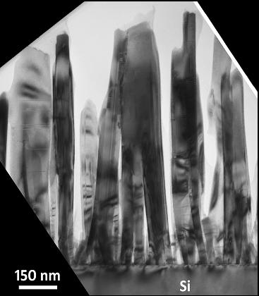 Σχ. 31. Εικόνα φωτεινού πεδίου CTEM νανοσυρμάτων GaN ανεπτυγμένων σε Si (111).