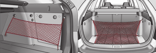 Καθίσματα και χώροι φόρτωσης 83 Δίχτυα στερέωσης - Octavia* Δίχτυα στερέωσης - Combi* Εικ. 66 Δίχτυ στερέωσης: Εγκάρσια θήκη / Πλευρική θήκη Παραδείγματα στερέωσης του διχτυού στερέωσης κάθετα εικ.