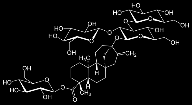 Η ρεμπαουδιοσίδη Α (rebaudioside Α) Τυπικές αναλογίες κατά βάρος των επιμέρους γλυκοζιτών σε ξηρά φύλλα στέβιας είναι: η στεβιοσίδη σε ποσοστά 5-10%, η ρεμπαουδιοσίδη Α με 2-4%, η ρεμπαουδιοσίδη C με