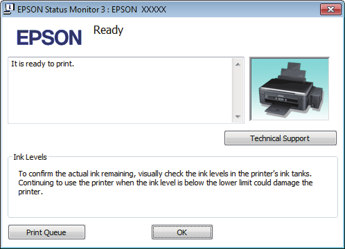 Αντιμετώπιση προβλημάτων εκτύπωσης/αντιγραφής Όταν αποκτάτε πρόσβαση στο EPSON Status Monitor 3, εμφανίζεται το ακόλουθο παράθυρο: εάν δεν εμφανίζεται το EPSON Status Monitor 3, μεταβείτε στο