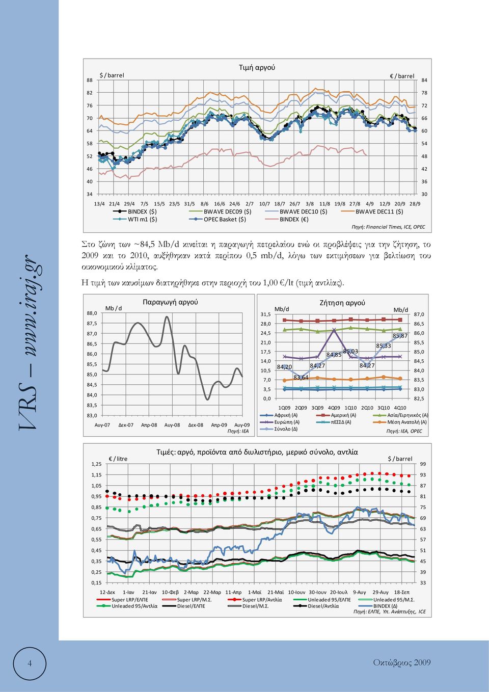 για την ζήτηση, το 2009 και το 2010, αυξήθηκαν κατά περίπου 0,5 mb/d, λόγω των εκτιμήσεων για βελτίωση του οικονομικού κλίματος.