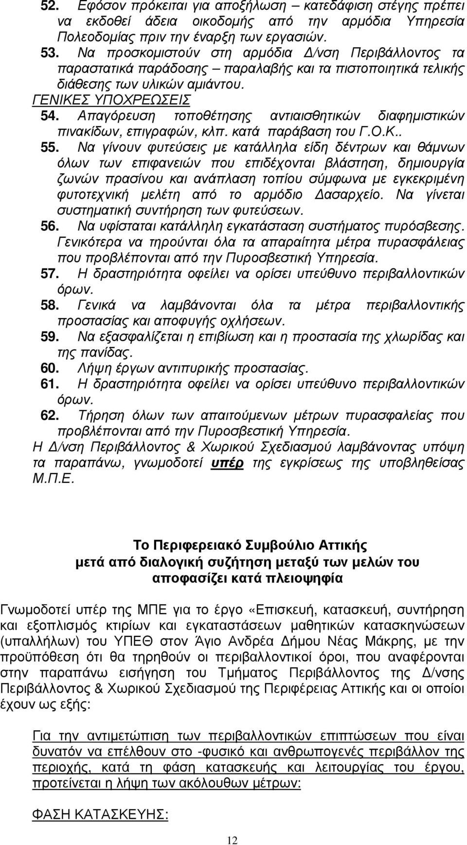 Απαγόρευση τοποθέτησης αντιαισθητικών διαφηµιστικών πινακίδων, επιγραφών, κλπ. κατά παράβαση του Γ.Ο.Κ.. 55.