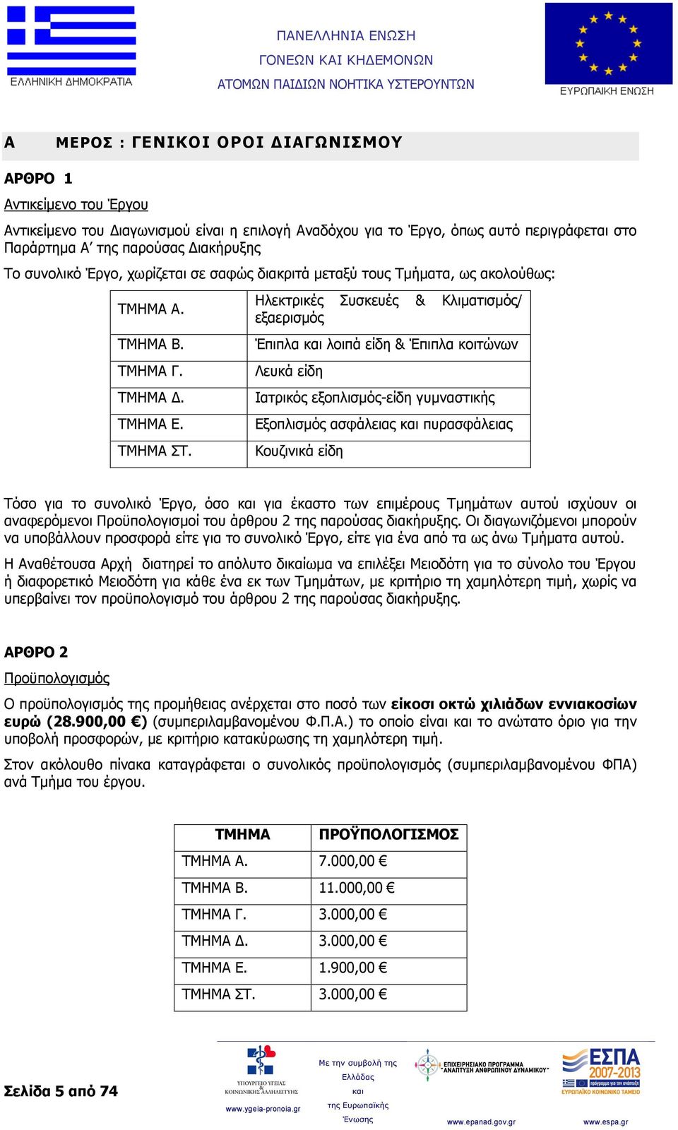 Ηλεκτρικές Συσκευές & Κλιματισμός/ εξαερισμός Έπιπλα λοιπά είδη & Έπιπλα κοιτώνων Λευκά είδη Ιατρικός εξοπλισμός-είδη γυμναστικής Εξοπλισμός ασφάλειας πυρασφάλειας Κουζινικά είδη Τόσο για το συνολικό
