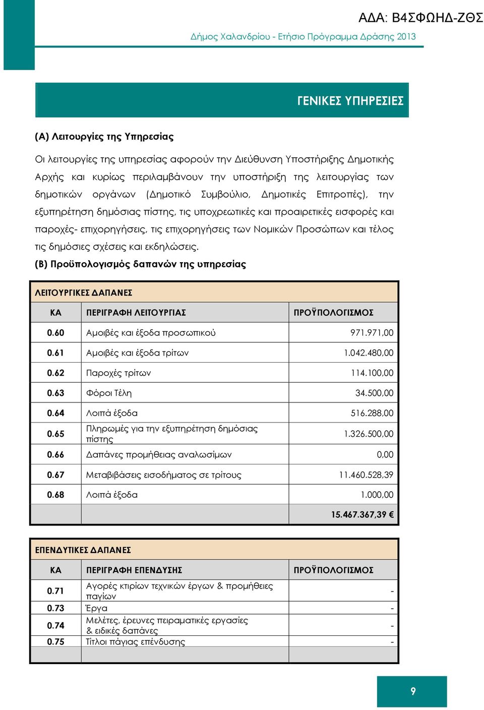 επιχορηγήσεις, τις επιχορηγήσεις των Νοµικών Προσώπων και τέλος τις δηµόσιες σχέσεις και εκδηλώσεις.