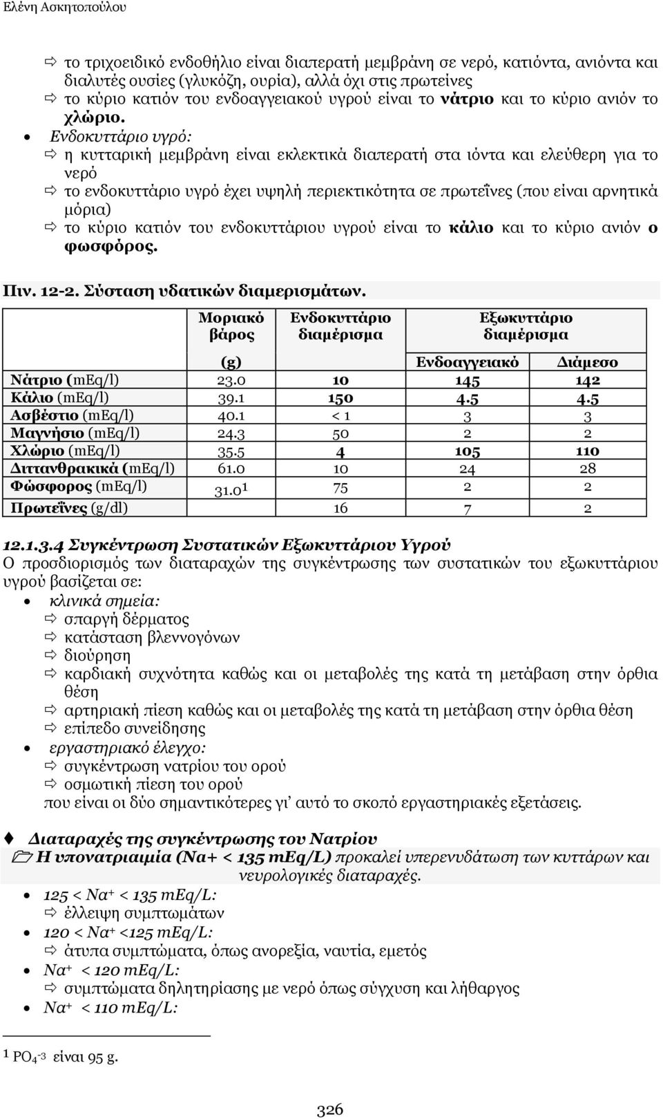 Δλδνθπηηάξην πγξφ: ε θπηηαξηθή κεκβξάλε είλαη εθιεθηηθά δηαπεξαηή ζηα ηφληα θαη ειεχζεξε γηα ην λεξφ ην ελδνθπηηάξην πγξφ έρεη πςειή πεξηεθηηθφηεηα ζε πξσηεΐλεο (πνπ είλαη αξλεηηθά κφξηα) ην θχξην