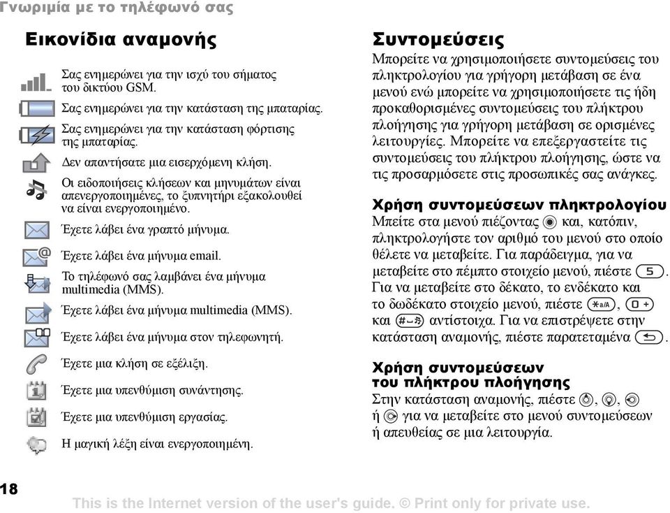 Οι ειδοποιήσεις κλήσεων και µηνυµάτων είναι απενεργοποιηµένες, το ξυπνητήρι εξακολουθεί να είναι ενεργοποιηµένο. Έχετε λάβει ένα γραπτό µήνυµα. Έχετε λάβει ένα µήνυµα email.