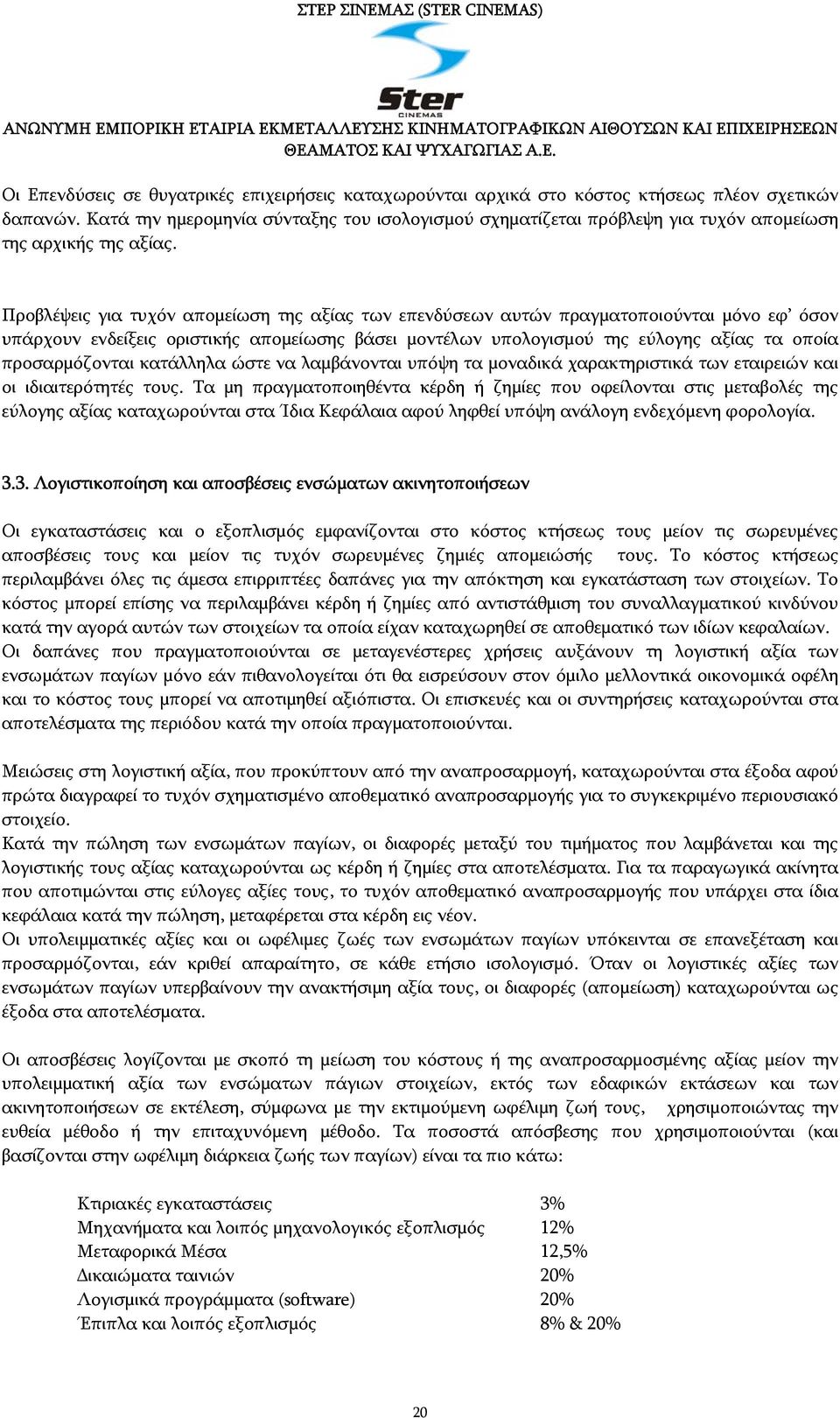 Προβλέψεις για τυχόν απομείωση της αξίας των επενδύσεων αυτών πραγματοποιούνται μόνο εφ όσον υπάρχουν ενδείξεις οριστικής απομείωσης βάσει μοντέλων υπολογισμού της εύλογης αξίας τα οποία