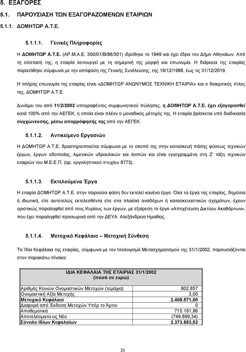 Η πλήρης επωνυµία της εταιρίας είναι «ΟΜΗΤΩΡ ΑΝΩΝΥΜΟΣ ΤΕΧΝΙΚΗ ΕΤΑΙΡΙΑ» και ο διακριτικός τίτλος της, ΟΜΗΤΩΡ Α.Τ.Ε. υνάµει του από 11/2/2002 υπογραφέντος συµφωνητικού πώλησης, η ΟΜΗΤΩΡ Α.Τ.Ε. έχει εξαγορασθεί κατά 100% από την ΑΕΓΕΚ, η οποία είναι πλέον ο µοναδικός µέτοχός της.