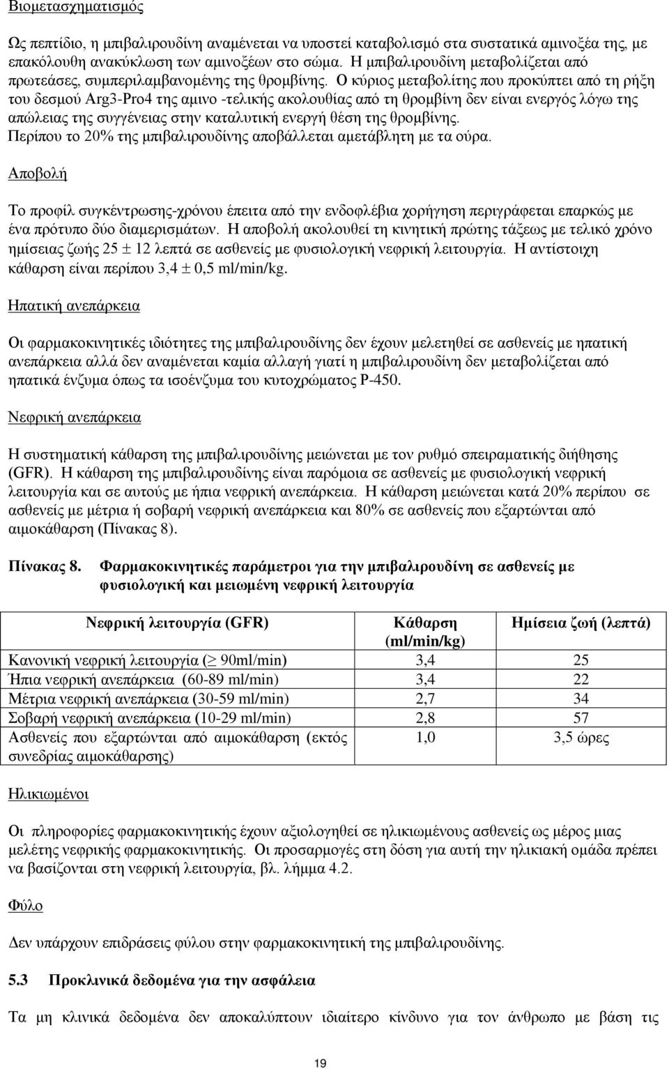 Ο κύριος μεταβολίτης που προκύπτει από τη ρήξη του δεσμού Arg3-Pro4 της αμινο -τελικής ακολουθίας από τη θρομβίνη δεν είναι ενεργός λόγω της απώλειας της συγγένειας στην καταλυτική ενεργή θέση της