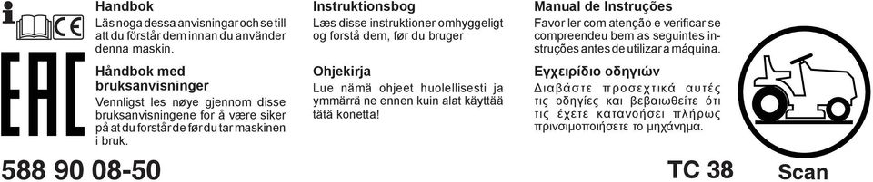 Instruktionsbog Læs disse instruktioner omhyggeligt og forstå dem, før du bruger Ohjekirja Lue nämä ohjeet huolellisesti ja ymmärrä ne ennen kuin alat käyttää tätä konetta!