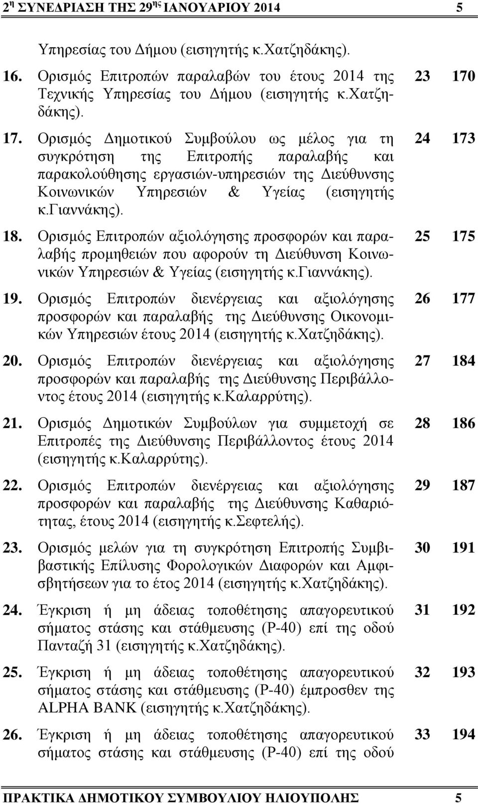 Ορισμός Επιτροπών αξιολόγησης προσφορών και παραλαβής προμηθειών που αφορούν τη Διεύθυνση Κοινωνικών Υπηρεσιών & Υγείας (εισηγητής κ.γιαννάκης). 19.