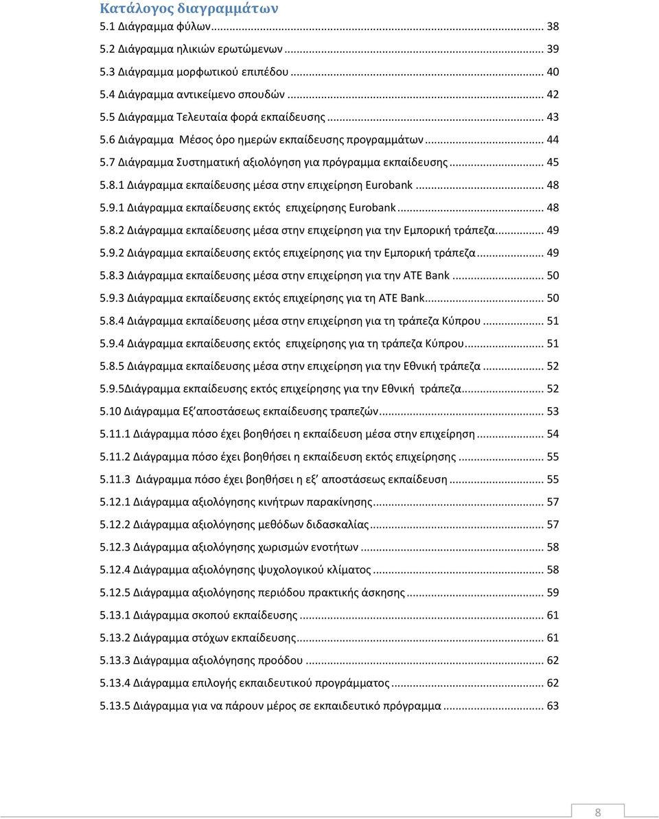 1 Διάγραμμα εκπαίδευςθσ μζςα ςτθν επιχείρθςθ Eurobank... 48 5.9.1 Διάγραμμα εκπαίδευςθσ εκτόσ επιχείρθςθσ Eurobank... 48 5.8.2 Διάγραμμα εκπαίδευςθσ μζςα ςτθν επιχείρθςθ για τθν Εμπορικι τράπεηα.