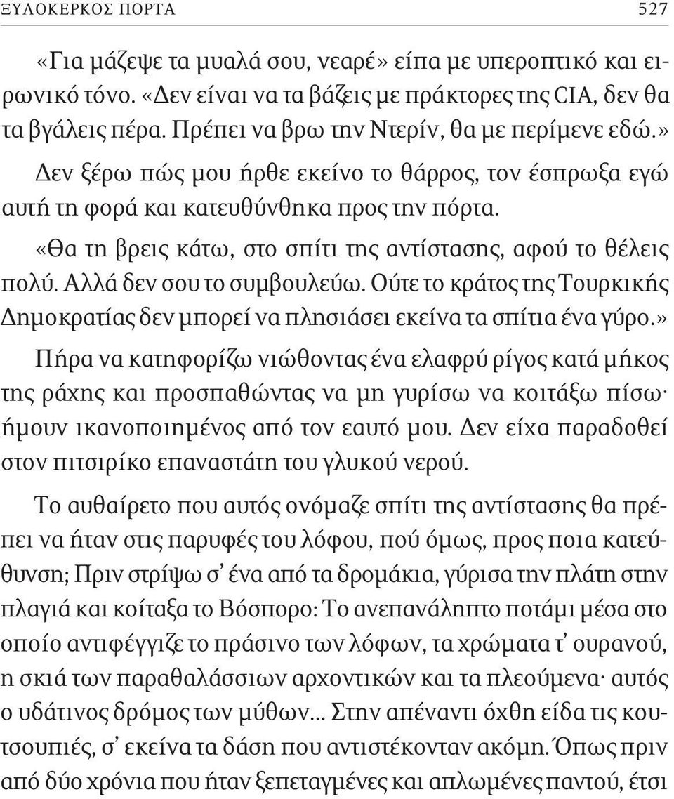 «Θα τη βρεις κάτω, στο σπίτι της αντίστασης, αφού το θέλεις πολύ. Αλλά δεν σου το συμβουλεύω. Ούτε το κράτος της Τουρκικής Δημοκρατίας δεν μπορεί να πλησιάσει εκείνα τα σπίτια ένα γύρο.