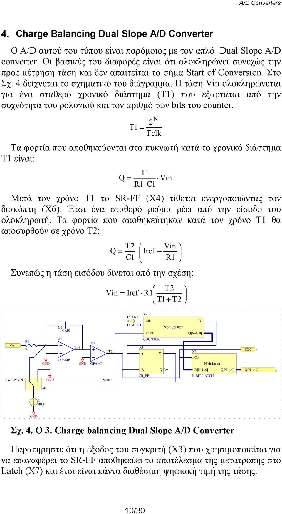 Η τάση Vin ολοκληρώνεται για ένα σταθερό χρονικό διάστημα (T) που εξαρτάται από την συχνότητα του ρολογιού και τον αριθμό των bits του counter.