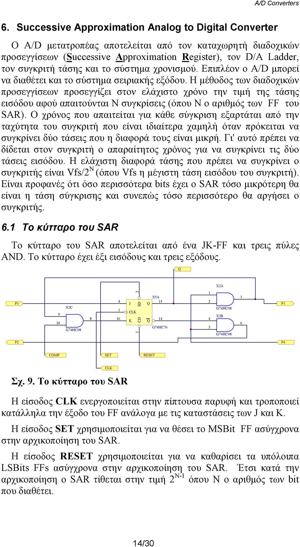 Η μέθοδος των διαδοχικών προσεγγίσεων προσεγγίζει στον ελάχιστο χρόνο την τιμή της τάσης εισόδου αφού απαιτούνται Ν συγκρίσεις (όπου Ν ο αριθμός των FF του SAR).