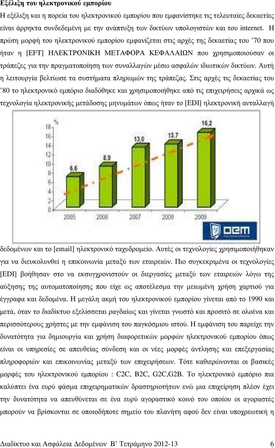 Η πρώτη µορφή του ηλεκτρονικού εµπορίου εµφανίζεται στις αρχές της δεκαετίας του 70 που ήταν η [EFT] ΗΛΕΚΤΡΟΝΙΚΗ ΜΕΤΑΦΟΡΑ ΚΕΦΑΛΑΙΩΝ που χρησιµοποιούσαν οι τράπεζες για την πραγµατοποίηση των