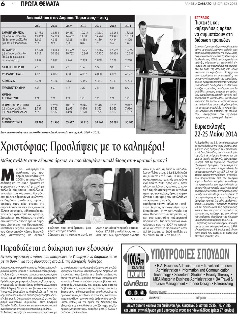 Και μόνο από το 2012 άρχισαν να μειώνονται οι δημόσιοι υπάλληλοι, αφού ο αριθμός τους είχε φτάσει στο απροχώρητο και δεν τους σήκωνε άλλο η οικονομία, μάλιστα είχε αρχίσει και η χρεωκοπία του κράτους.