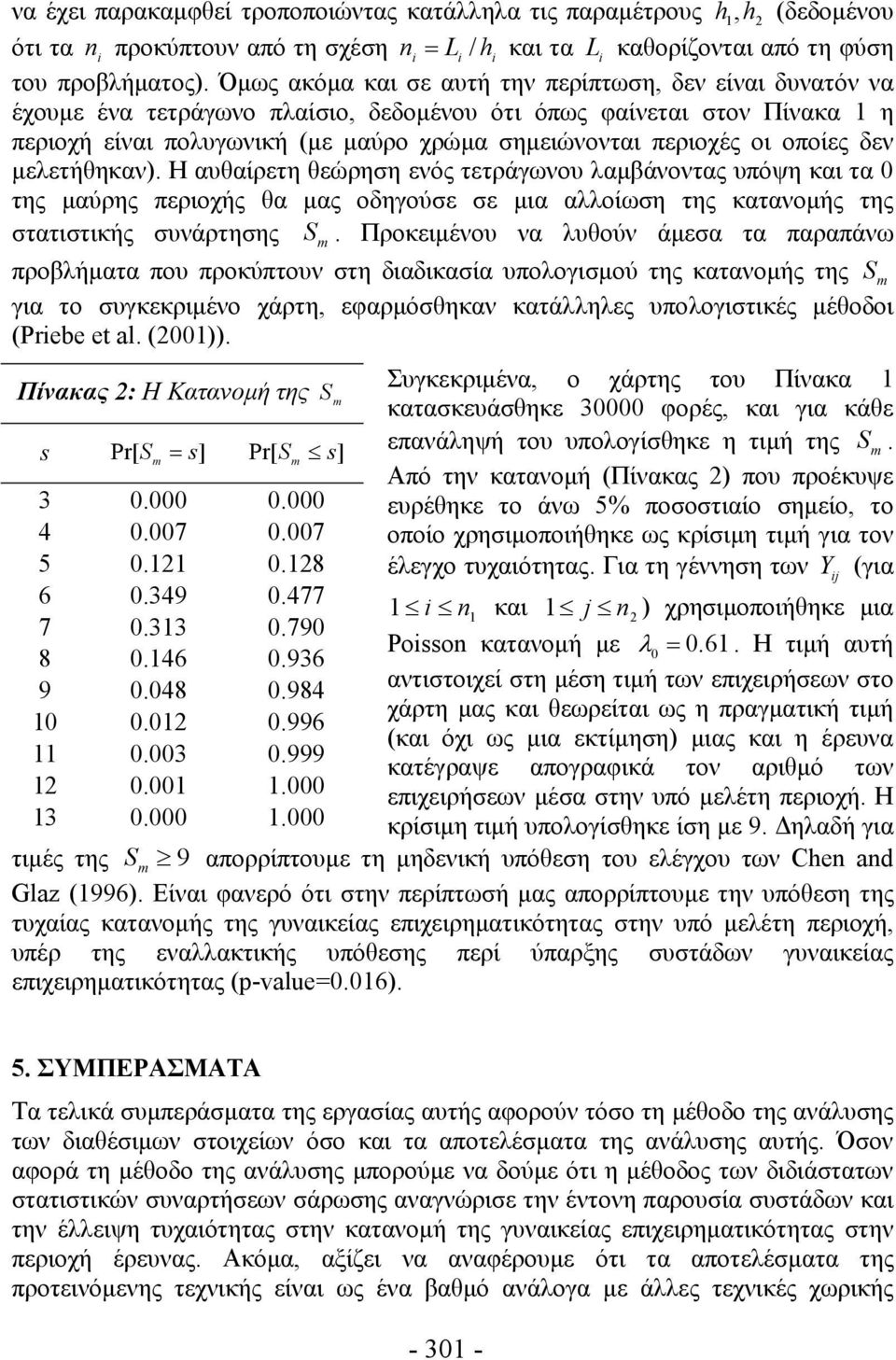 οποίες δεν μελετήθηκαν). Η αυθαίρετη θεώρηση ενός τετράγωνου λαμβάνοντας υπόψη και τα της μαύρης περιοχής θα μας οδηγούσε σε μια αλλοίωση της κατανομής της στατιστικής συνάρτησης.