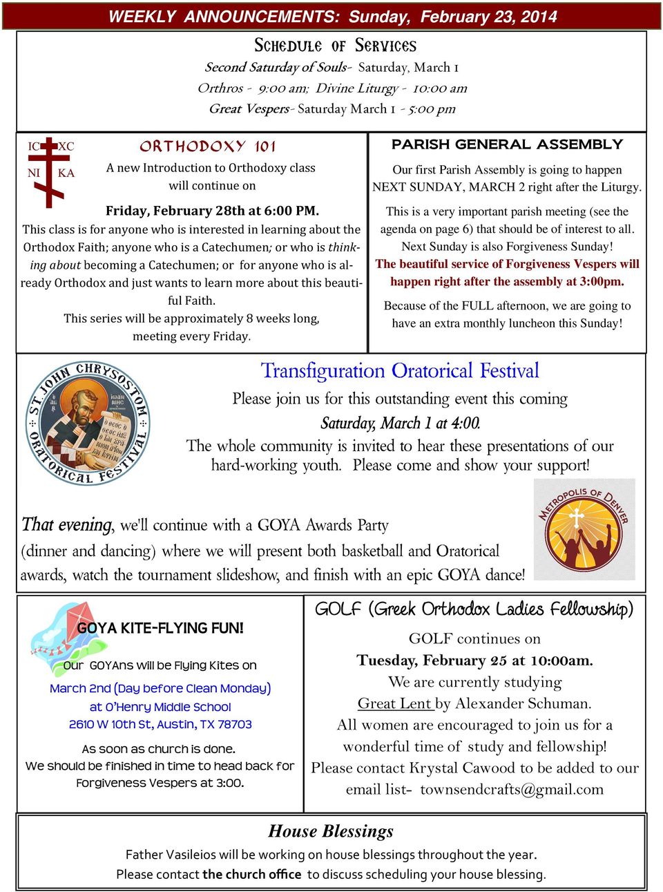 This class is for anyone who is interested in learning about the Orthodox Faith; anyone who is a Catechumen; or who is thinking about becoming a Catechumen; or for anyone who is already Orthodox and