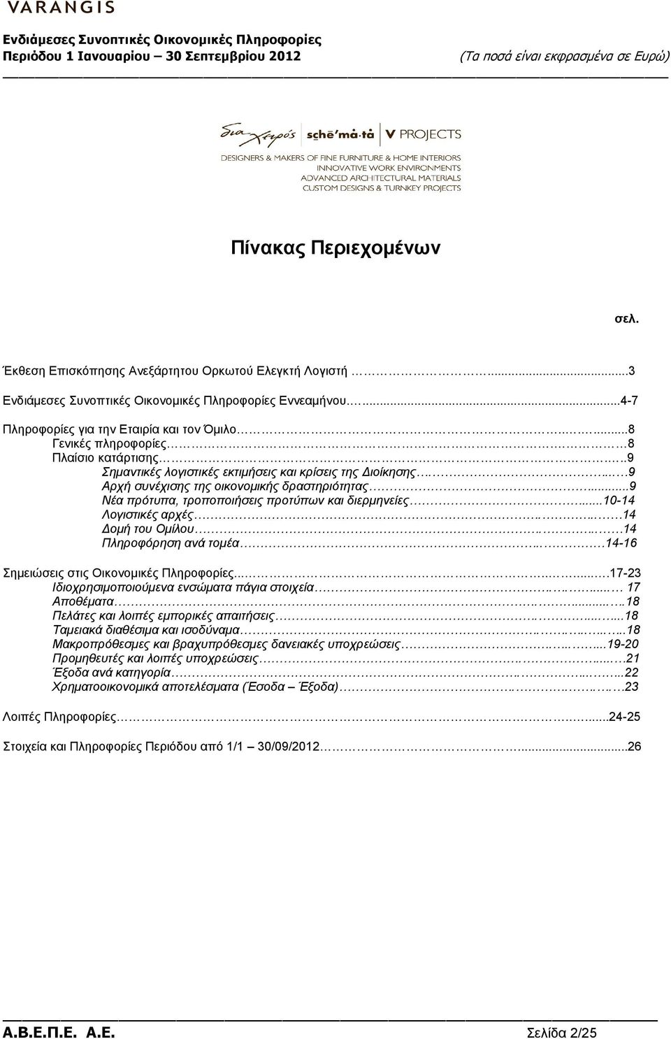 ..9 Νέα πρότυπα, τροποποιήσεις προτύπων και διερµηνείες...10-14 Λογιστικές αρχές... 14 οµή του Οµίλου... 14 Πληροφόρηση ανά τοµέα.. 14-16 Σηµειώσεις στις Οικονοµικές Πληροφορίες.