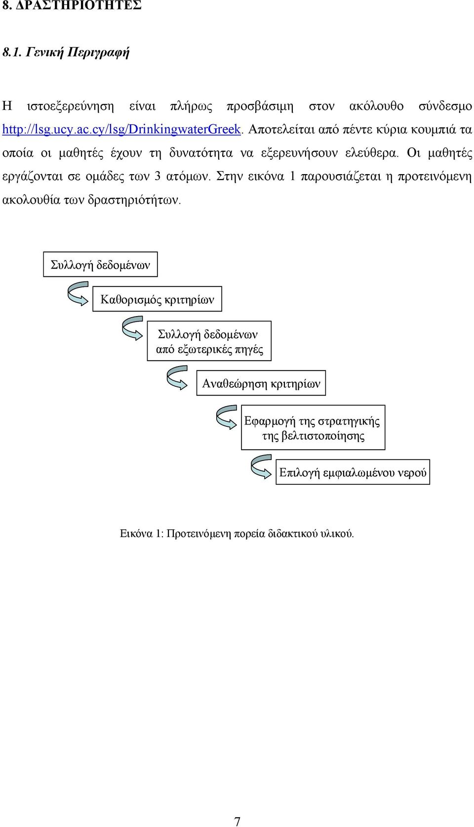 Στην εικόνα 1 παρουσιάζεται η προτεινόμενη ακολουθία των δραστηριότήτων.