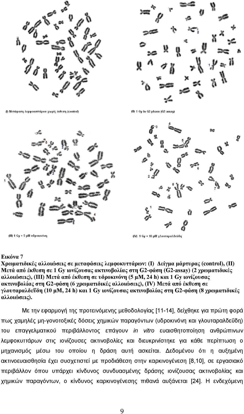 ακτινοβολίας στη G2-φάση (8 χρωματιδικές αλλοιώσεις).