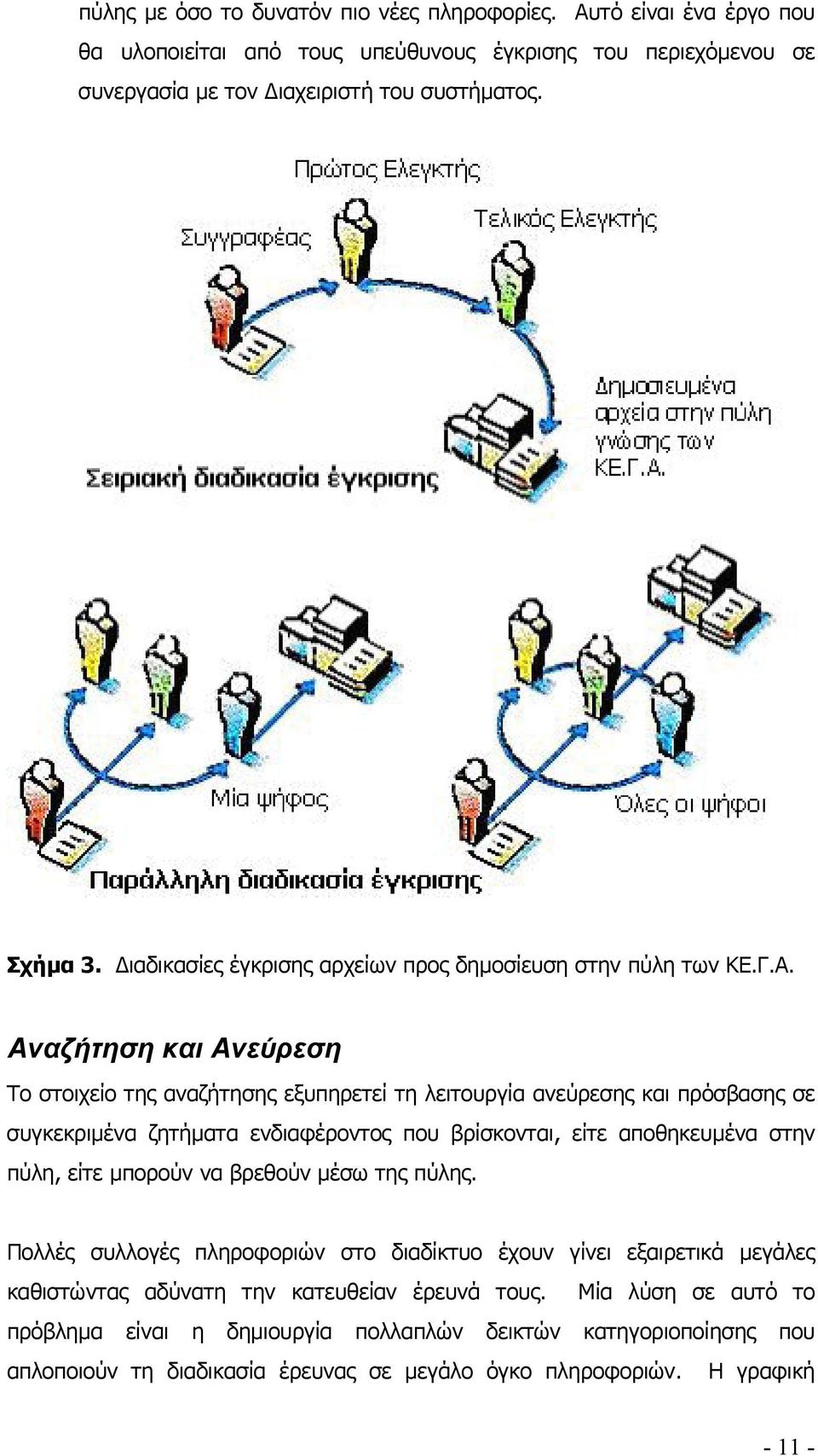 Αναζήτηση και Ανεύρεση Το στοιχείο της αναζήτησης εξυπηρετεί τη λειτουργία ανεύρεσης και πρόσβασης σε συγκεκριµένα ζητήµατα ενδιαφέροντος που βρίσκονται, είτε αποθηκευµένα στην πύλη, είτε