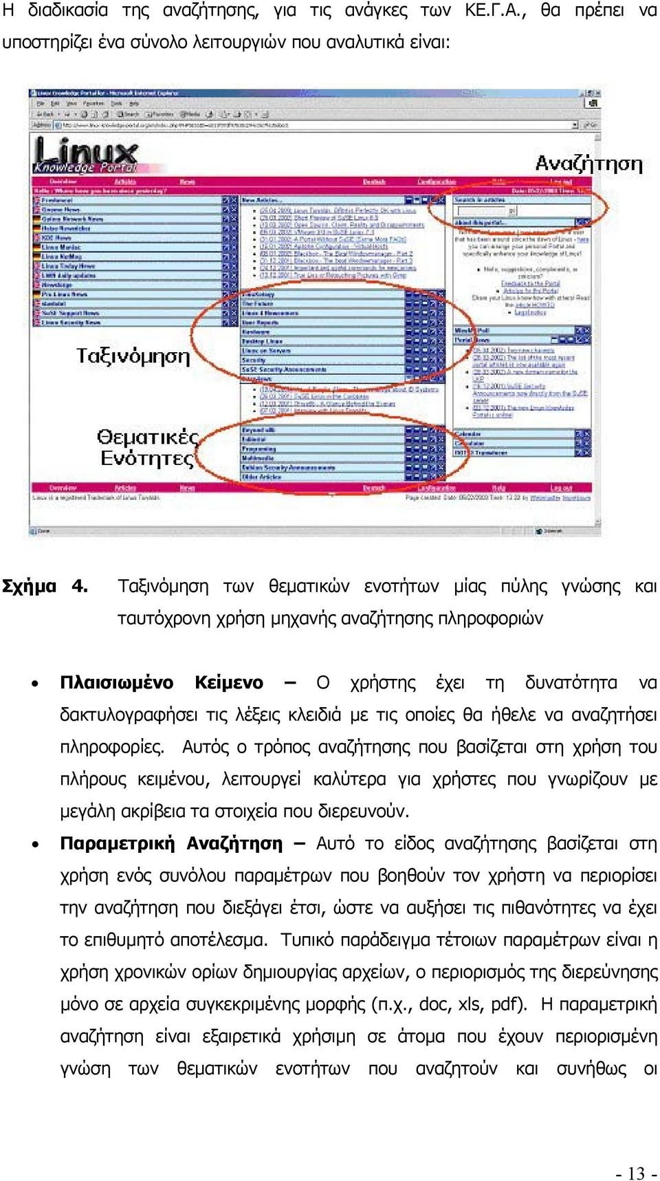 οποίες θα ήθελε να αναζητήσει πληροφορίες.