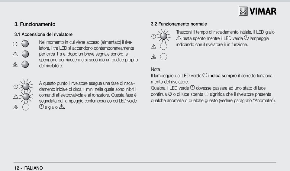 riaccendersi secondo un codice proprio del rivelatore.