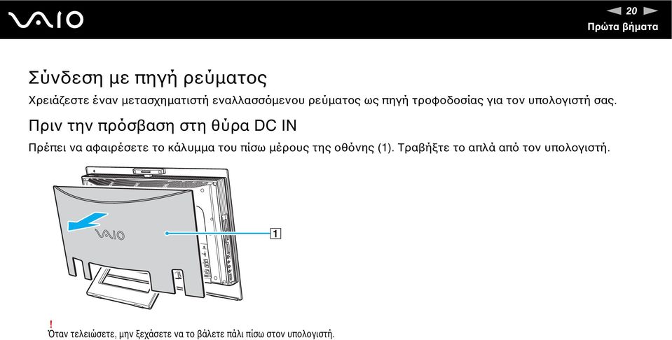 Πριν την πρόσβαση στη θύρα DC I Πρέπει να αφαιρέσετε το κάλυµµα του πίσω µέρους της