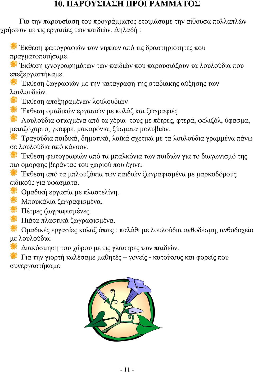 Έκθεση ζωγραφιών με την καταγραφή της σταδιακής αύξησης των λουλουδιών.