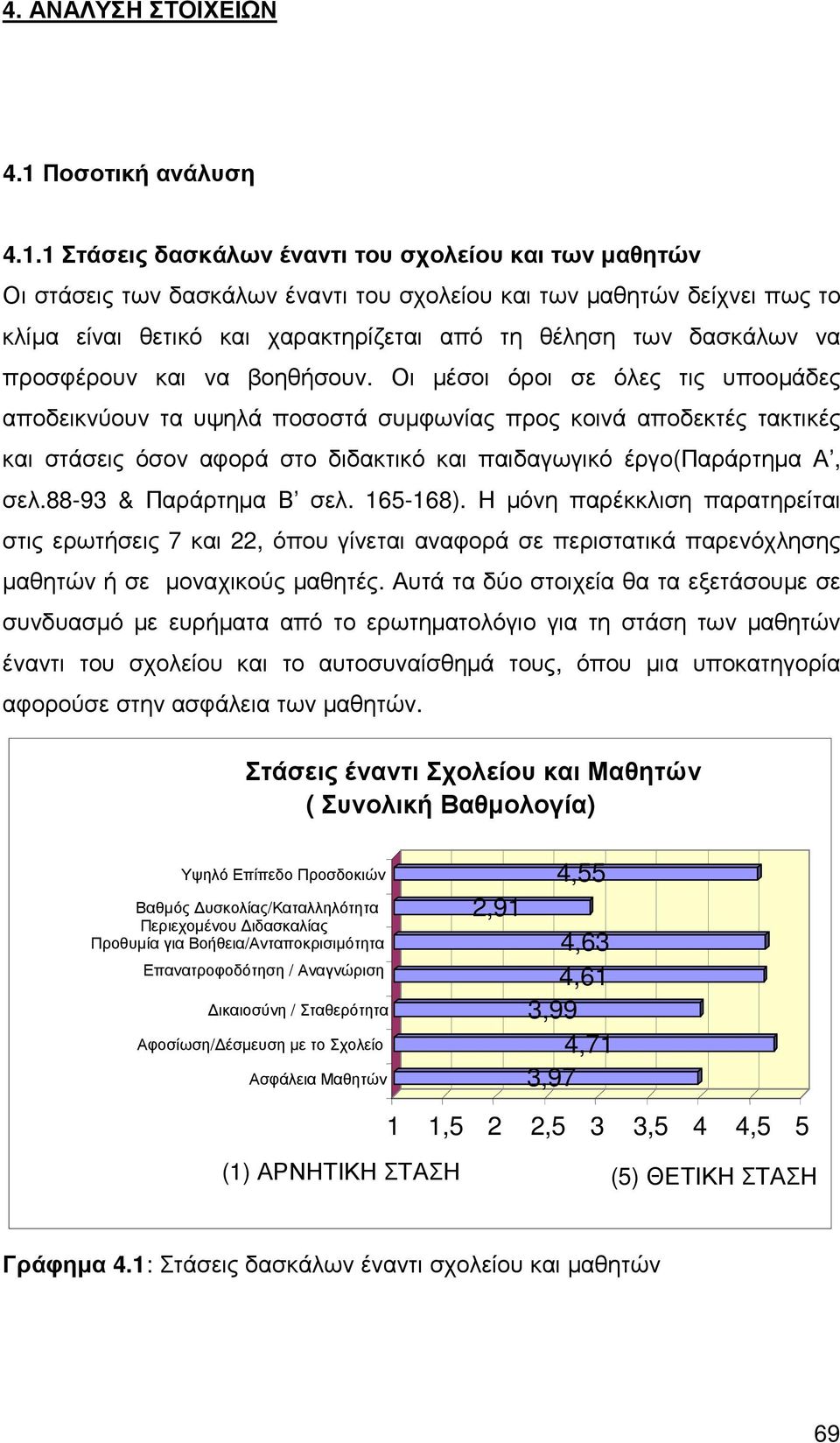 1 Στάσεις δασκάλων έναντι του σχολείου και των µαθητών Οι στάσεις των δασκάλων έναντι του σχολείου και των µαθητών δείχνει πως το κλίµα είναι θετικό και χαρακτηρίζεται από τη θέληση των δασκάλων να