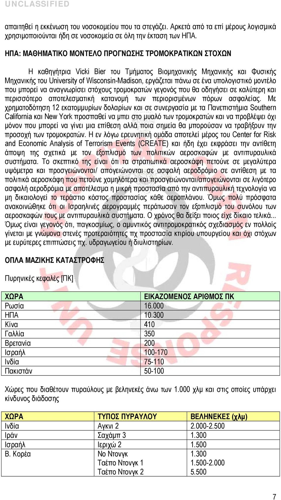 υπολογιστικό μοντέλο που μπορεί να αναγνωρίσει στόχους τρομοκρατών γεγονός που θα οδηγήσει σε καλύτερη και περισσότερο αποτελεσματική κατανομή των περιορισμένων πόρων ασφαλείας.