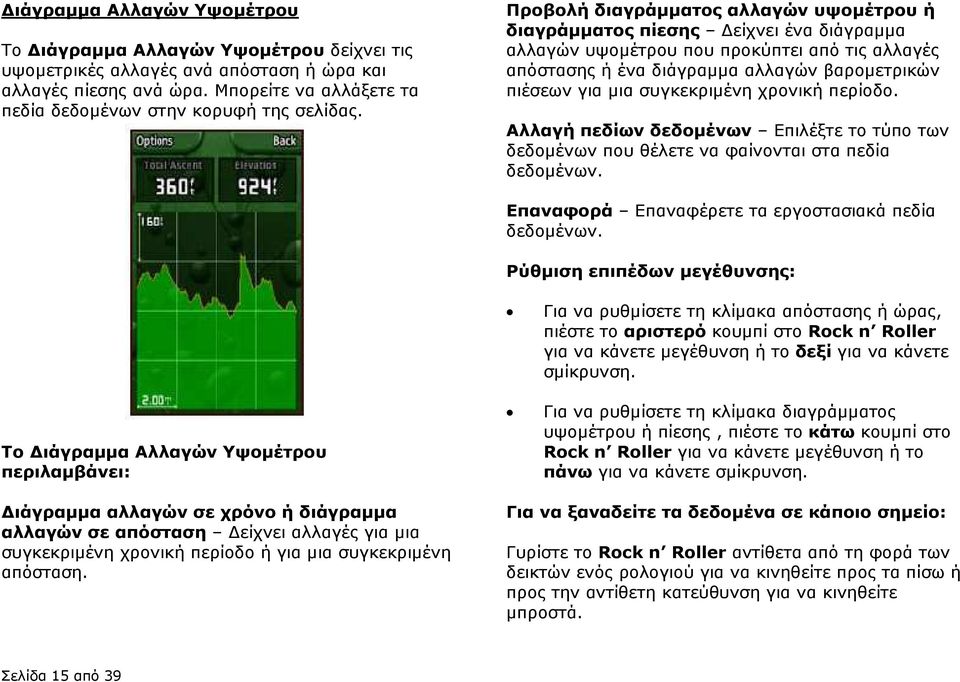 συγκεκριµένη χρονική περίοδο. Αλλαγή πεδίων δεδοµένων Επιλέξτε το τύπο των δεδοµένων που θέλετε να φαίνονται στα πεδία δεδοµένων. Επαναφορά Επαναφέρετε τα εργοστασιακά πεδία δεδοµένων.