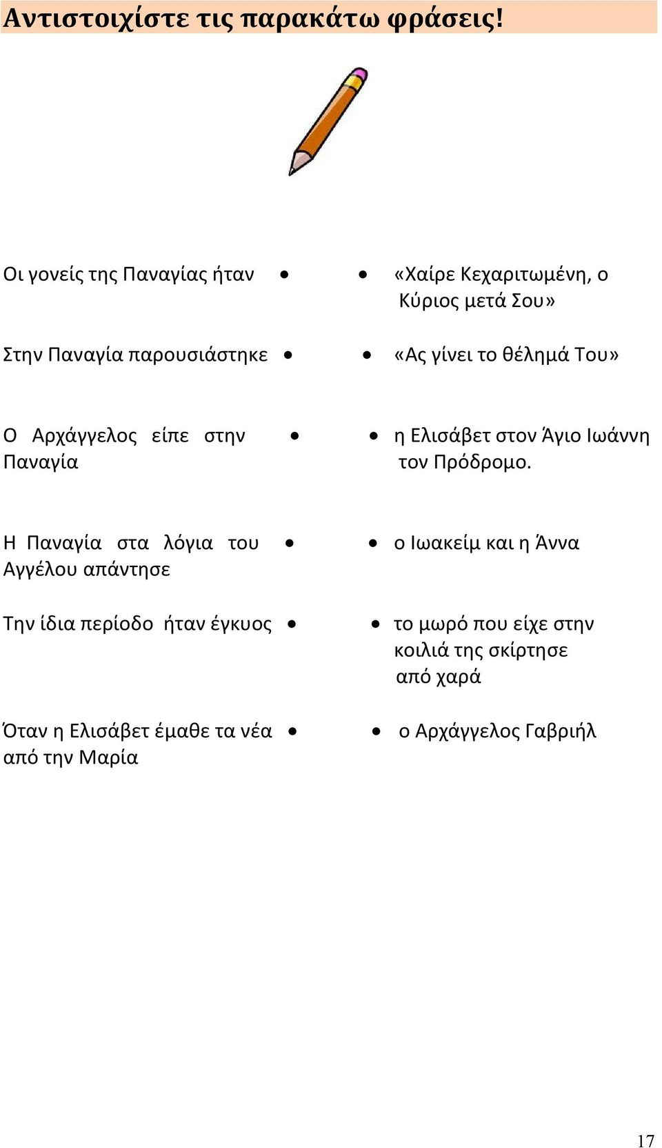 θέλημά Του» Ο Αρχάγγελος είπε στην η Ελισάβετ στον Άγιο Ιωάννη Παναγία τον Πρόδρομο.