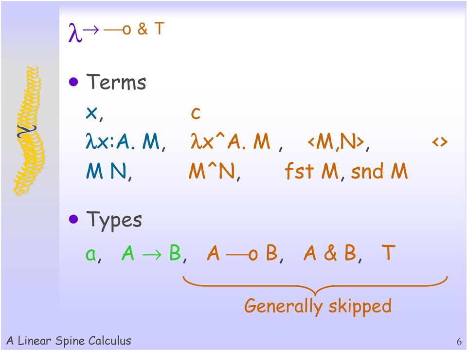 M Types a, A B, A o B, A & B, T