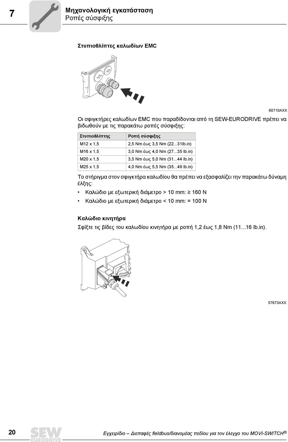 in) 4,0 Nm έως 5,5 Nm (35...49 lb.