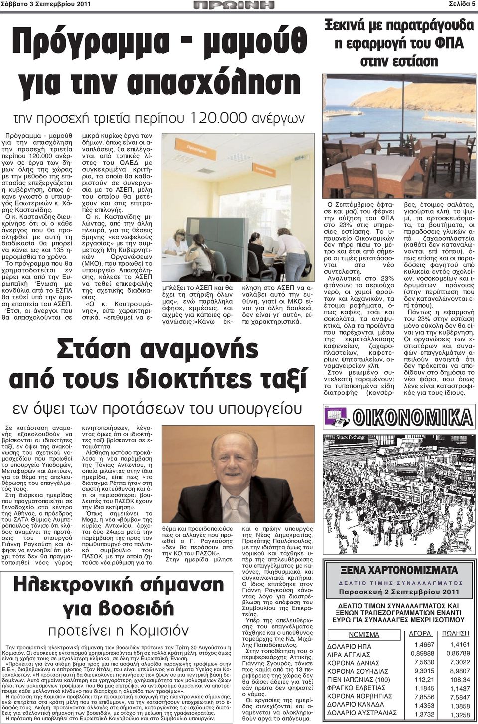 000 ανέργων σε έργα των δήμων όλης της χώρας με την μέθοδο της επιστασίας επεξεργάζεται η κυβέρνηση, όπως έ- κανε γνωστό ο υπουργός Εσωτερικών κ. Χάρης Καστανίδης. Ο κ.