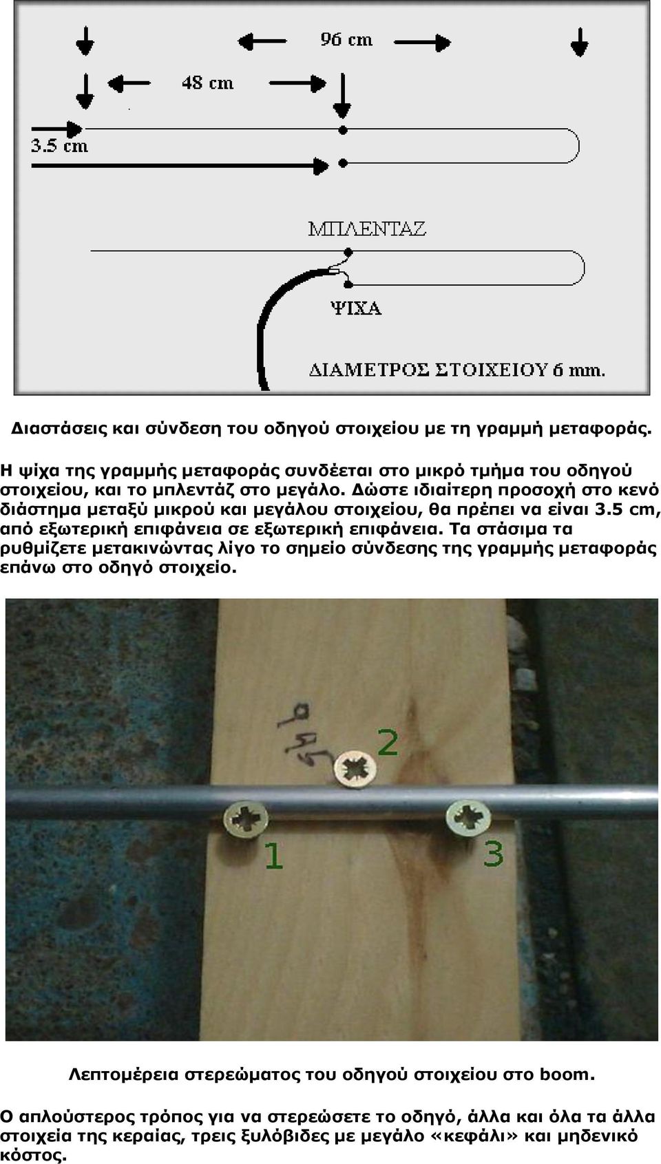 Γώζηε ηδηαίηεξε πξνζνρή ζην θελό δηάζηεκα κεηαμύ κηθξνύ θαη κεγάινπ ζηνηρείνπ, ζα πξέπεη λα είλαη 3.5 cm, από εμσηεξηθή επηθάλεηα ζε εμσηεξηθή επηθάλεηα.