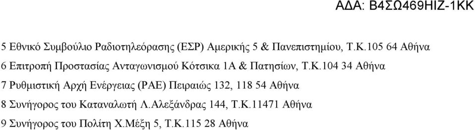 105 64 Αθήνα 6 Επιτροπή Προστασίας Ανταγωνισμού Κό