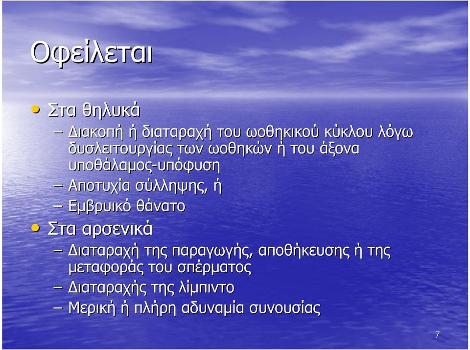 σύλληψης, ή Εμβρυικό θάνατο Στα αρσενικά Διαταραχή της παραγωγής, αποθήκευσης